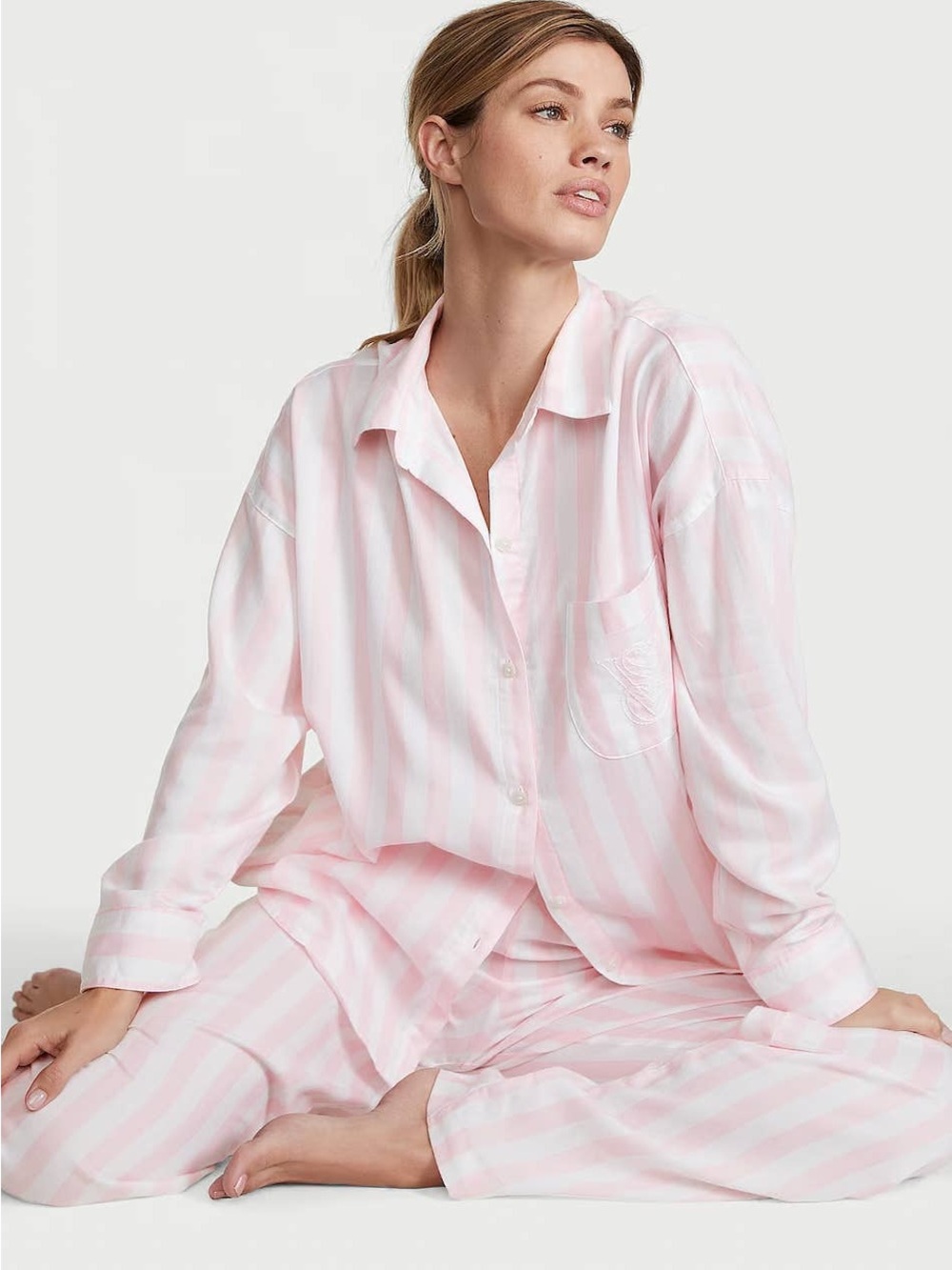 Victoria's Secret Pink & White Striped Women's Pajama Set size medium